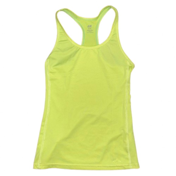 H&M neon yellow activewear racerback top sleevless - Picture 1 of 4